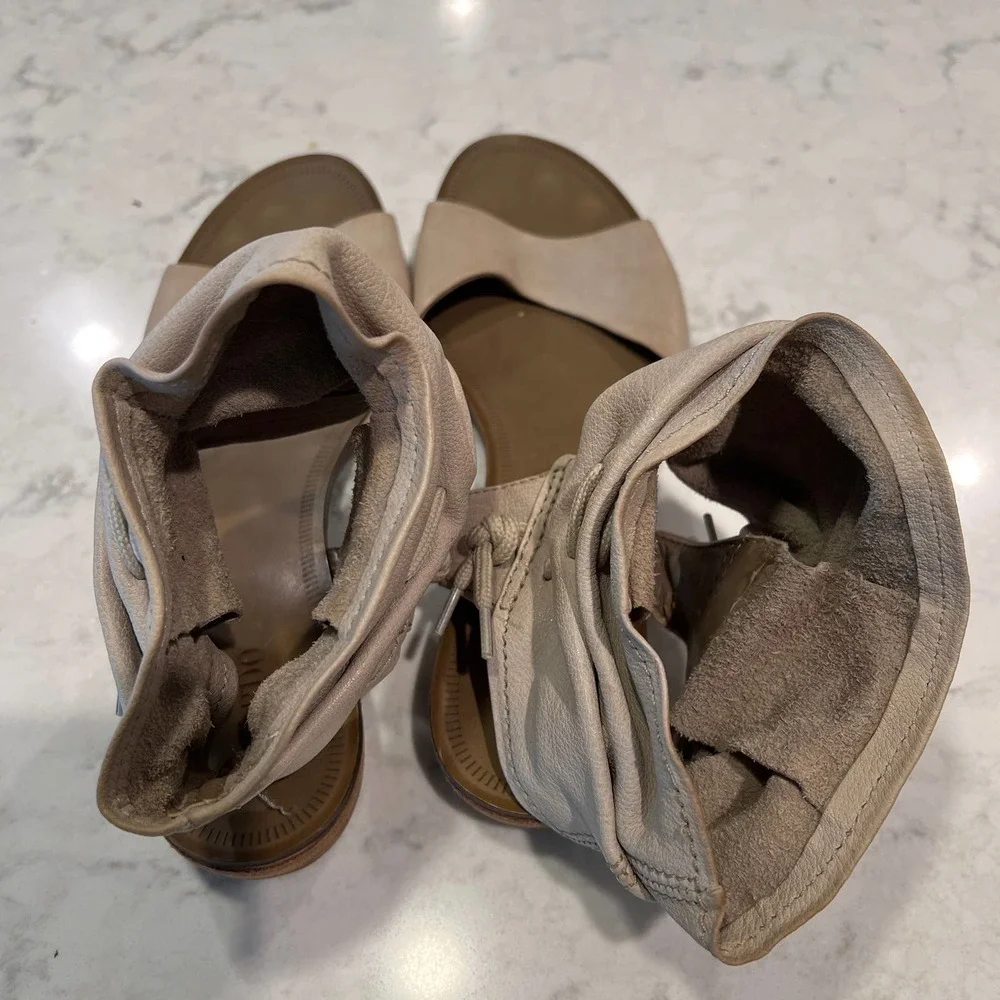 Nardo Women's Cream Side Lace Leather Open Toe Comfortable Flat Sandal Size 39‎ - Picture 3 of 7